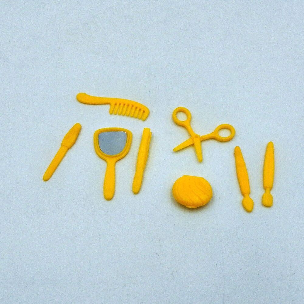 Arco Fashion Doll Beauty Salon Play Set 8 PC Replacement Scissors, Comb Yellow